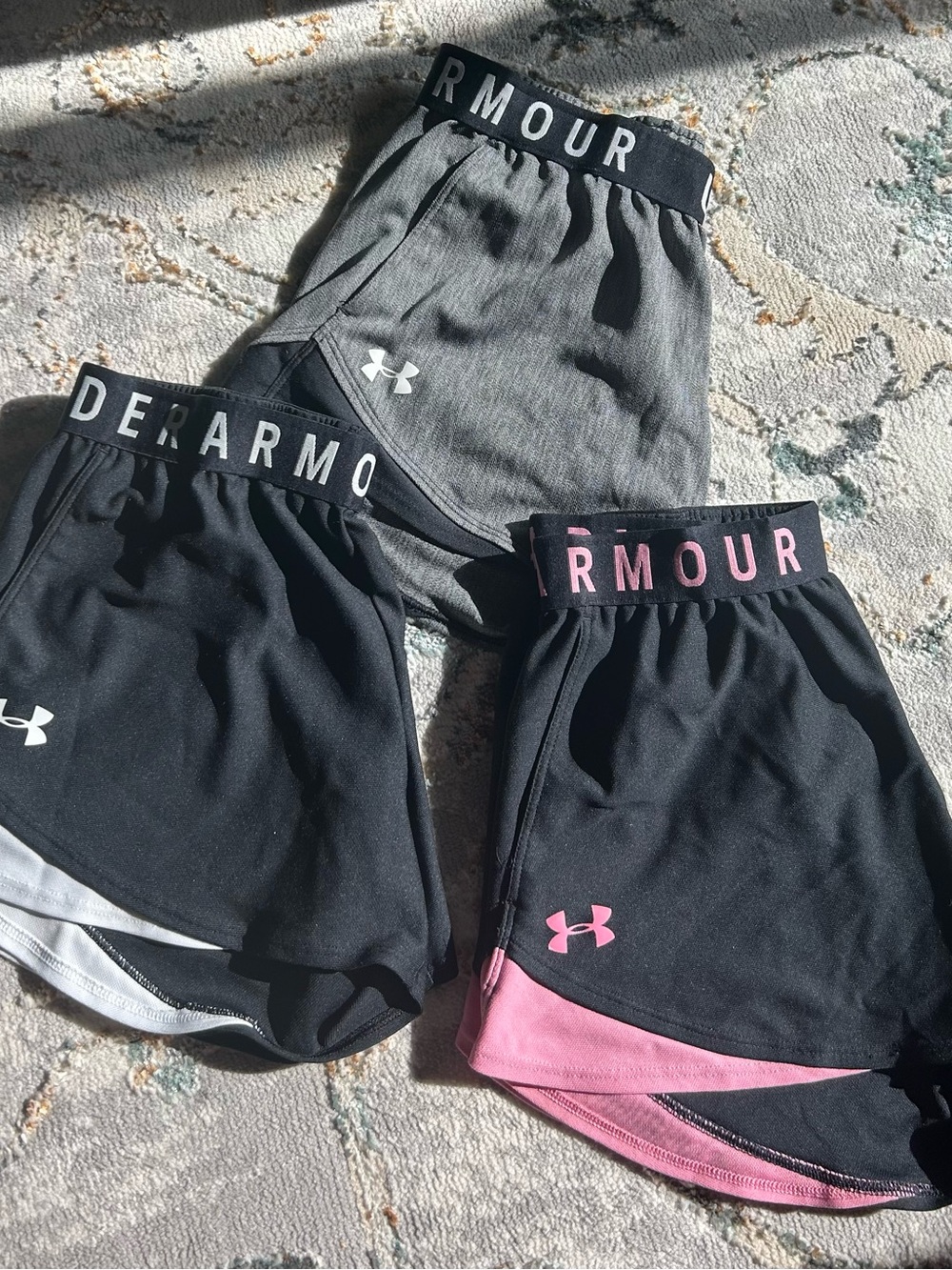 Under Armour Womens Black, Gray & Pink Athletic Shorts